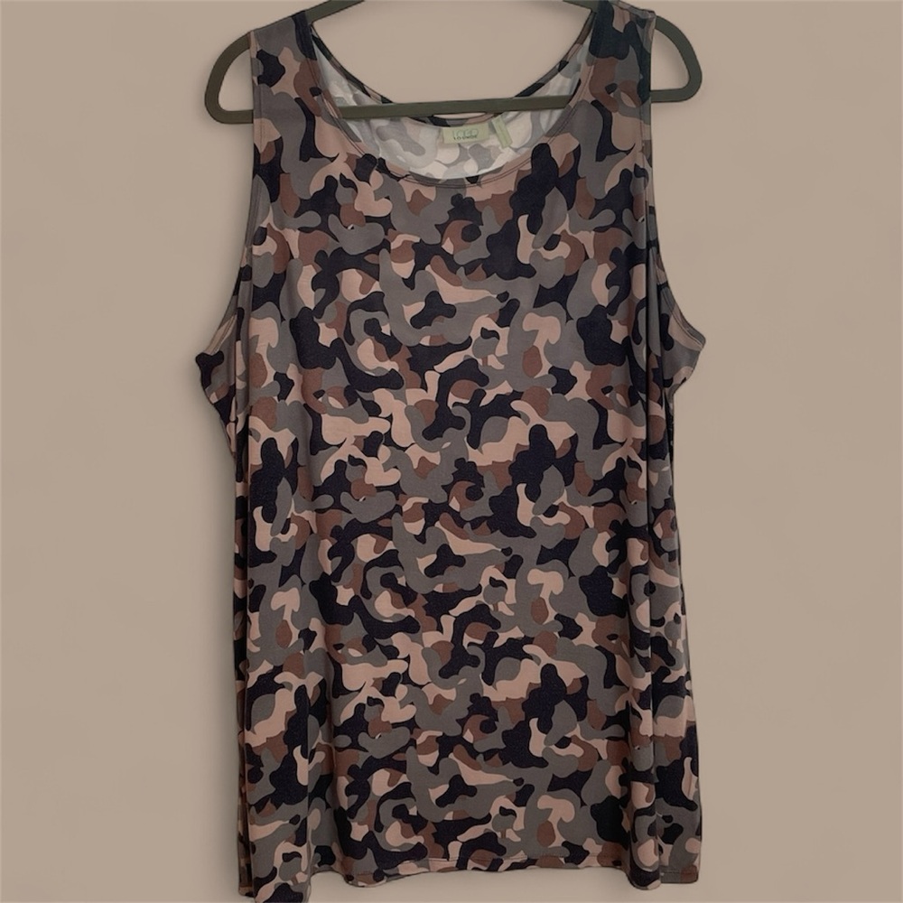 LOGO by Lori Goldstein Camouflage Tank Top